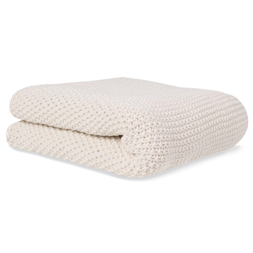 3402-001 Manta de tricot marfil - Imagen 1