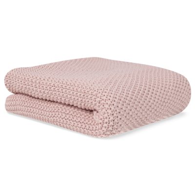 Manta de tricot rosa empolvado