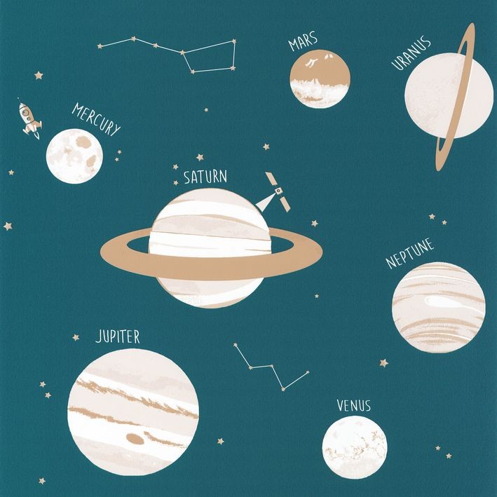 CASELIO_101906011 Papel pintado Nuestro Planeta Universo Jeans Azul / Beige - Imagen 1