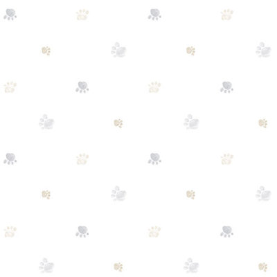 Papel pintado infantil Footsteps gris y beige