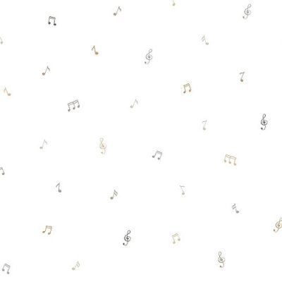 Papel pintado infantil Little Parade gris y mostaza