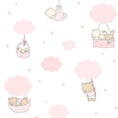 Papel pintado infantil Ballons rosa