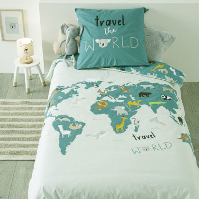 Funda nórdica infantil de cama reversible Carte Monde