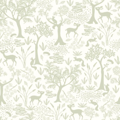Papel pintado Poetic Forest verde almendra