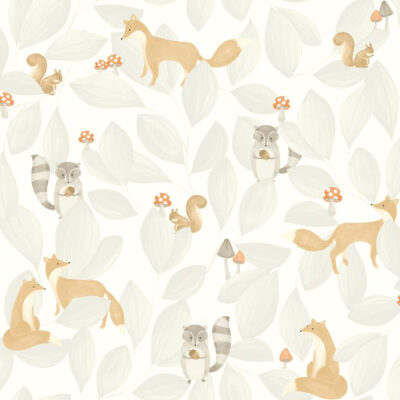Papel pintado Woodland Friends gris duvet