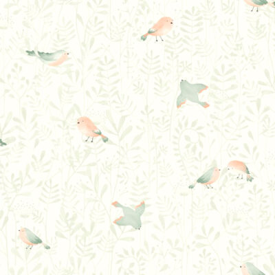 Papel pintado Flying Bird verde almendra