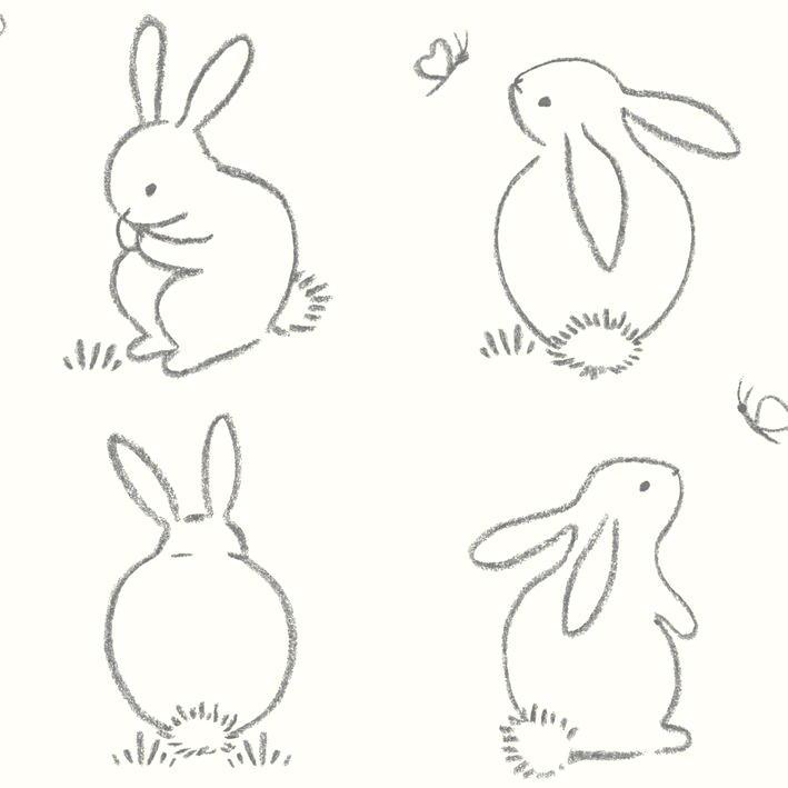 CASADECO_88389050(1) Papel pintado Funny Bunny negro grafito - Imagen 1
