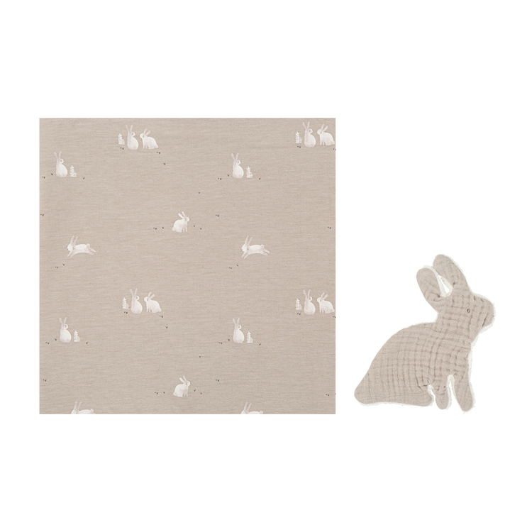 566522GB Muselina de bambú con Dou dou Bunny gris-beige - Imagen 1