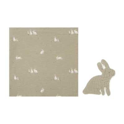 Muselina de bambú con Dou dou Bunny verde musgo