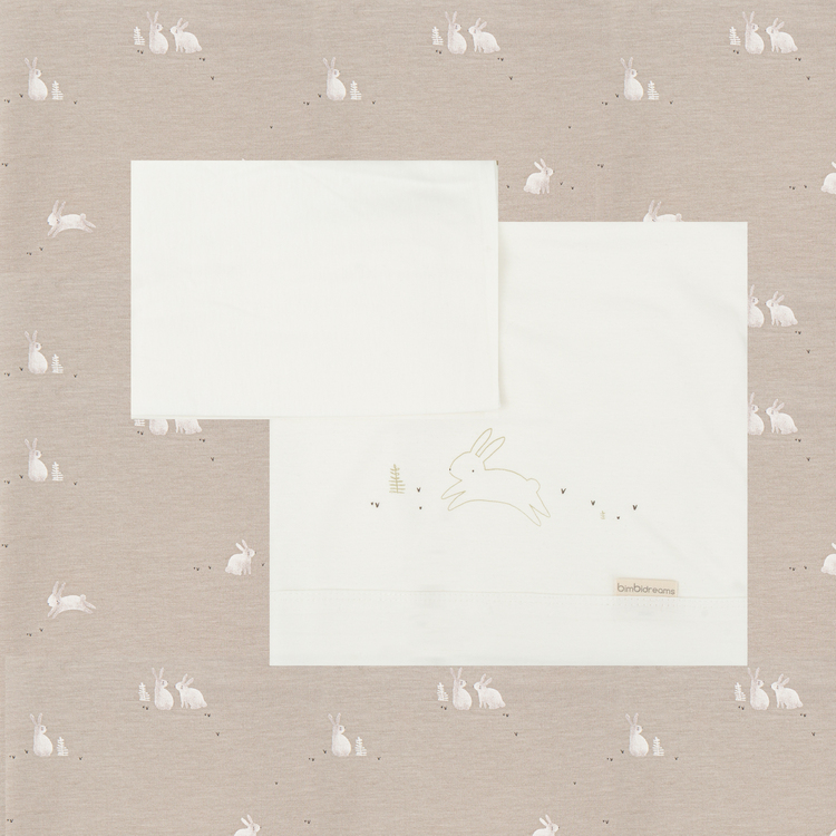 681522GB Juego de sábanas para minicuna Bunny Gris Beige - Imagen 1