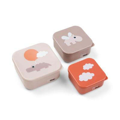 Set de 3 cajitas para alimentos Happy Clouds rosa