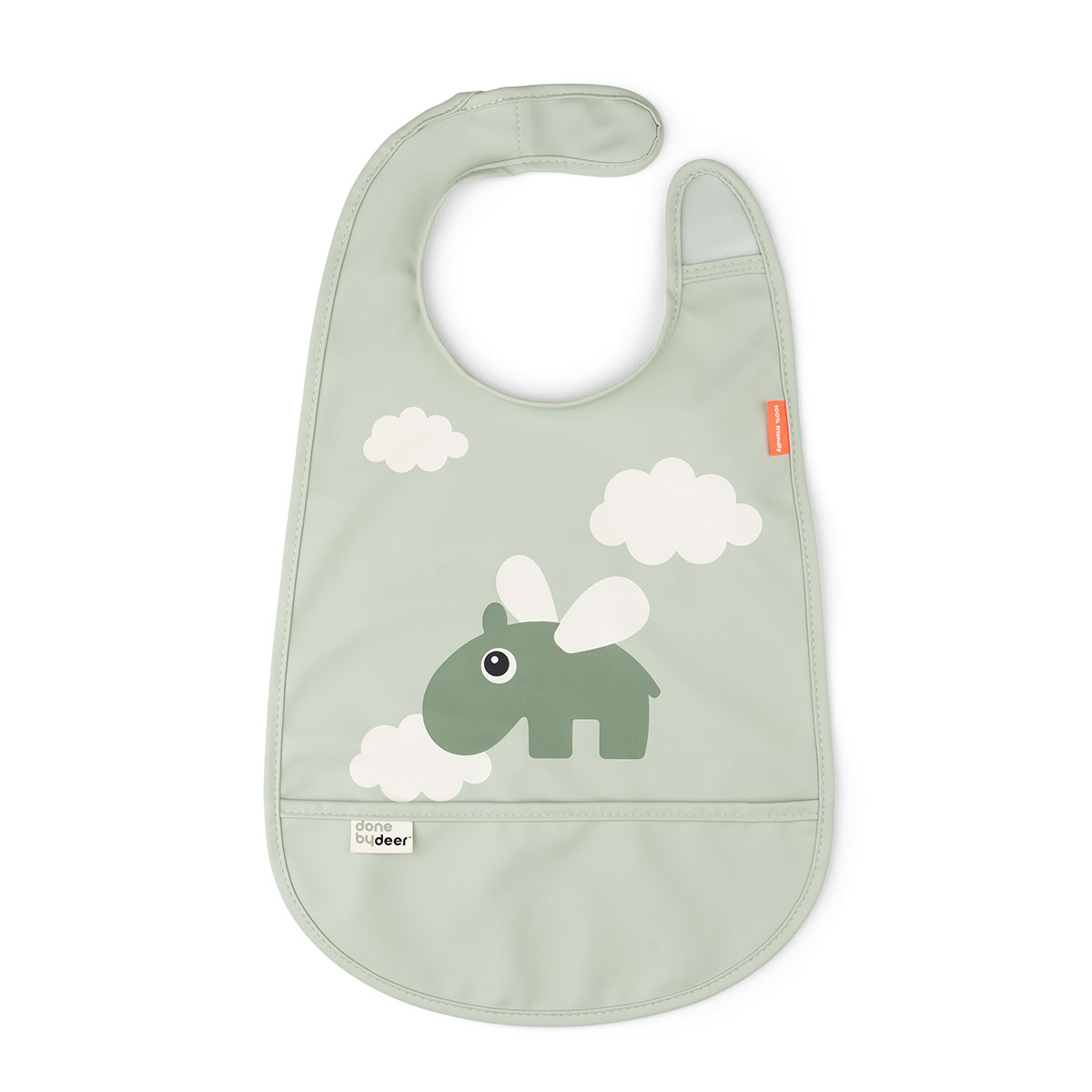 Bib w/velcro - Happy clouds - Green Babero con velcro Happy Clouds verde - Imagen 1