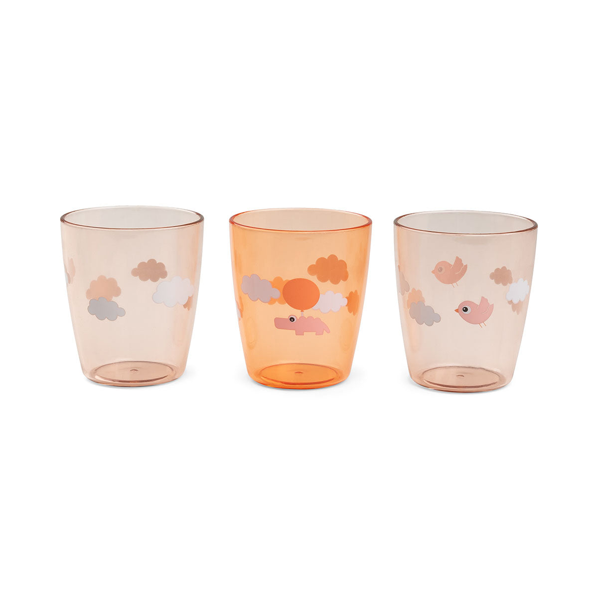 Yummy-mini-glass-3-pcs-Happy-clouds-Papaya-Front-PS_1200x Set de 3 mini vasos Yummy Happy Clouds rosa - Imagen 1