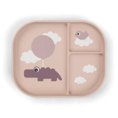 Plato con compartimentos Happy Clouds rosa