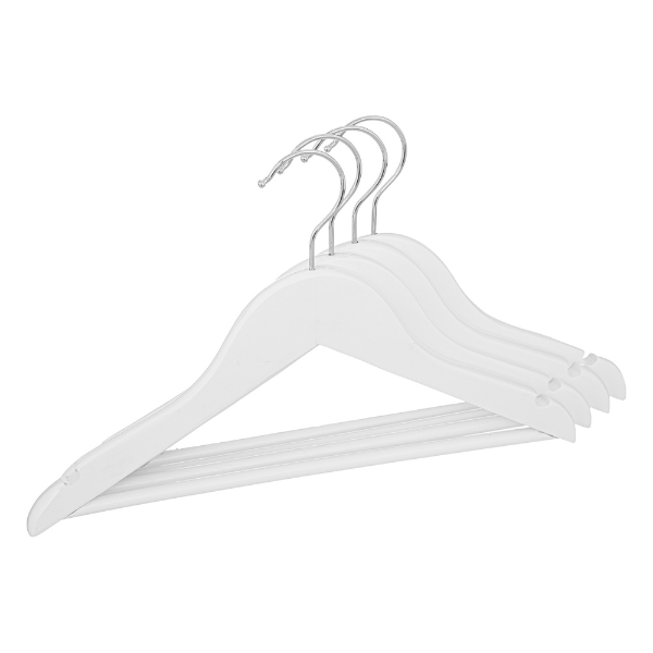 Diseño sin título (23) Pack de 4 perchas infantiles de madera blanco - Imagen 1