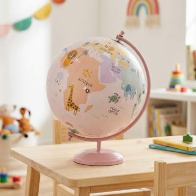 Globo terráqueo rosa