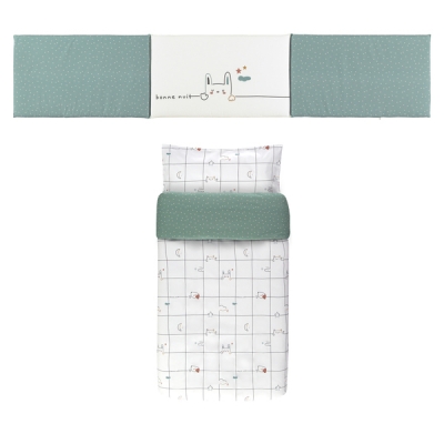 Colcha con protector para cuna de 60x120cm Happy