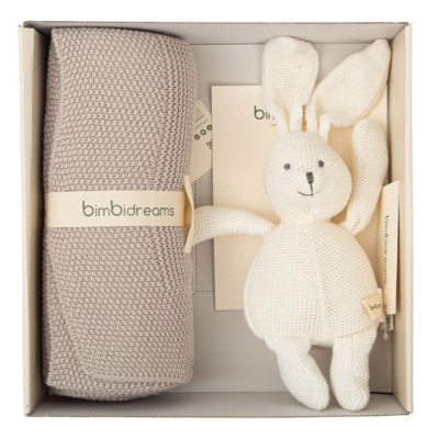 Caja regalo con manta y peluche tricot topo
