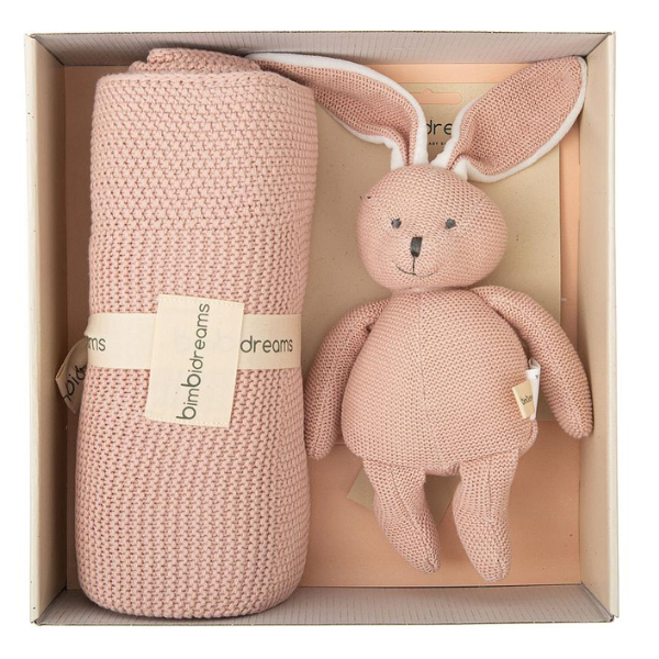 Diseño sin título - 2024-05-30T125013.662 Caja regalo con manta y peluche tricot rosa empolvado - Imagen 1