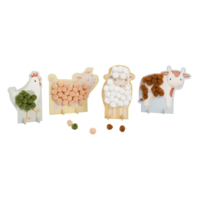 Tarjetas de pompones pequeña granja