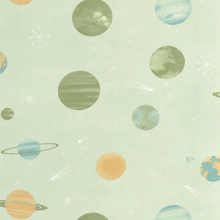 105687000 Papel pintado Les Mini Mondes - Via Láctea Verde - Imagen 1
