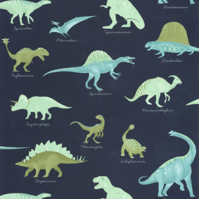 Papel pintado Les Mini Mondes - Jurasic Azul Noche