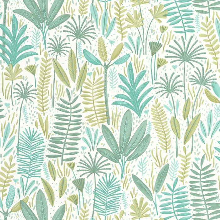 105727177 Papel pintado Les Mini Mondes - Hierbas Florales Verde - Imagen 1