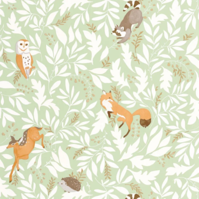 Papel pintado Les Mini Mondes - Bosque Verde Amande