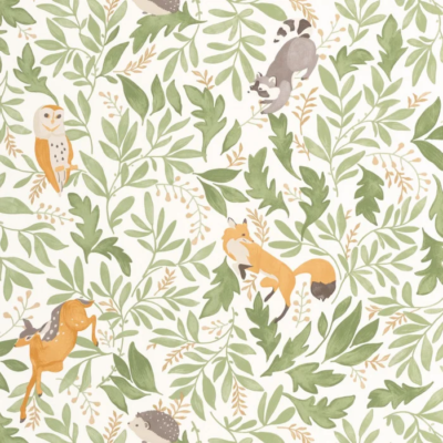 Papel pintado Les Mini Mondes - Bosque Verde Kaki
