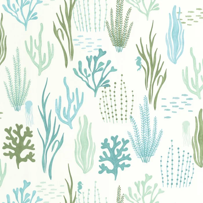 105817160 Papel pintado Les Mini Mondes - Fondo Marino Verde Agua - Imagen 1