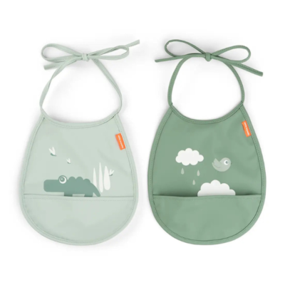 Pack de dos baberos con bosillo Croco verde