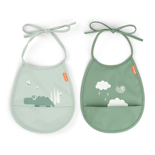 Diseño sin título - 2024-05-28T094548.238 Pack de dos baberos con bosillo Croco verde - Imagen 1