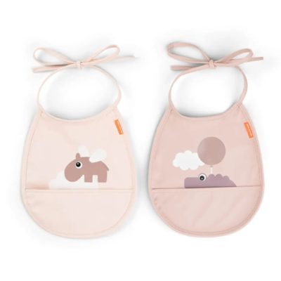 Pack de dos baberos con bosillo Happy Clouds rosa