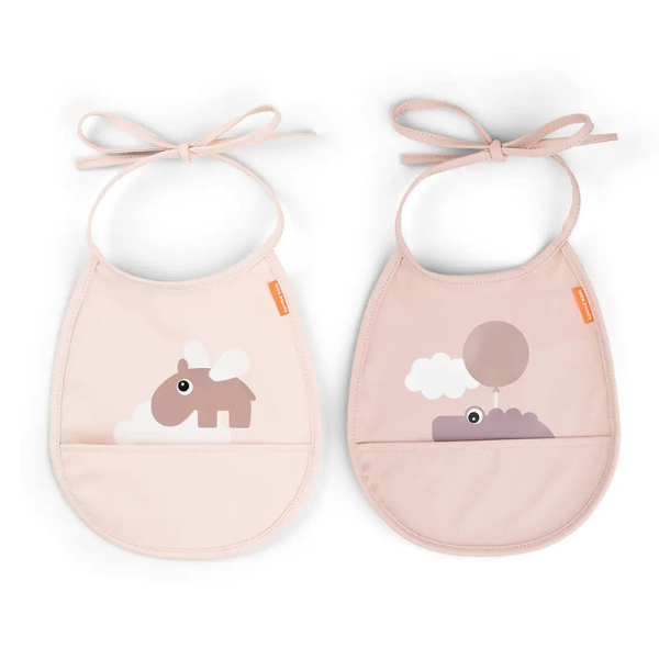 Diseño sin título - 2024-05-28T095353.624 Pack de dos baberos con bosillo Happy Clouds rosa - Imagen 1