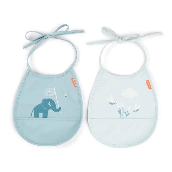 Diseño sin título - 2024-05-28T095431.812 Pack de dos baberos con bosillo Tiny Elphee azul - Imagen 1