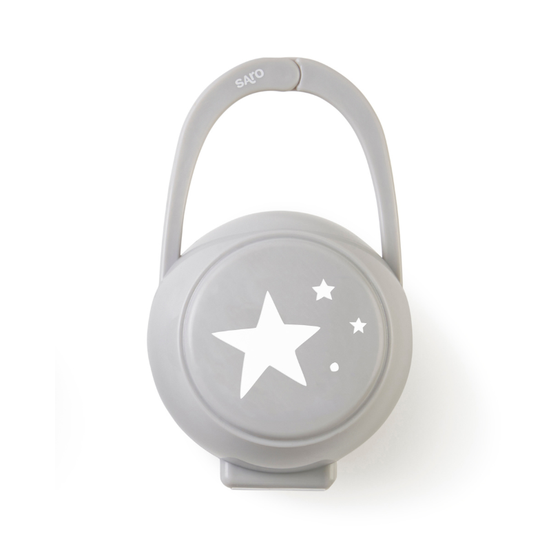 Porta chupetes para bebe Saro (4) Cajita para 2 chupetes Star Grey - Imagen 1