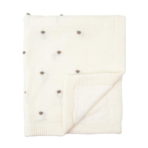 twin Manta Tricot dots blanco - Imagen 1