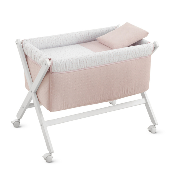 PLUMETI (6) Minicuna de madera blanca Plumeti rosa - Imagen 1