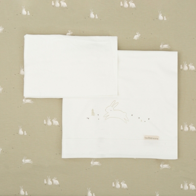 Juego de sábanas de punto 60x120cm Bunny verde musgo