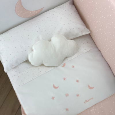 Funda nórdica+protector+relleno de 60x120cm Cosmos rosa