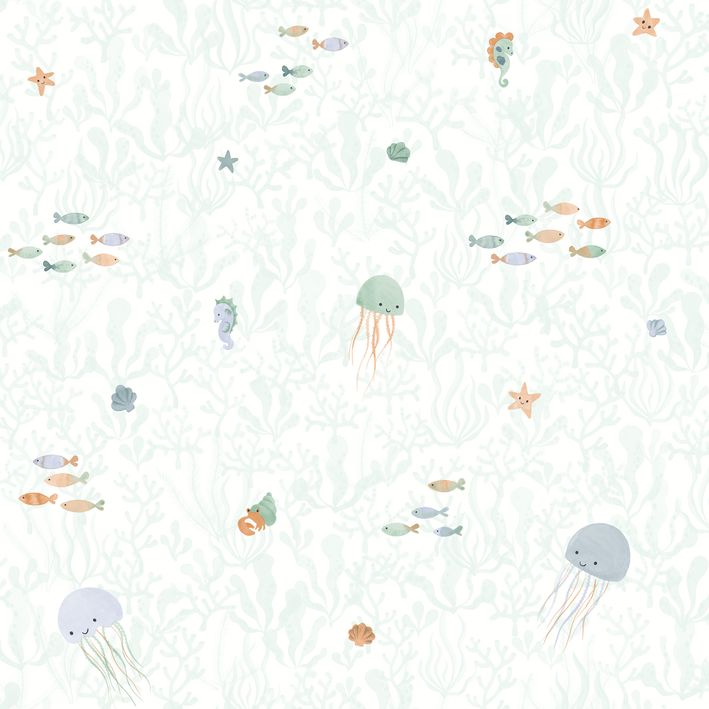 CASADECO_200816767 Papel pintado Érase una vez On the Sea Vert aqua - Imagen 1