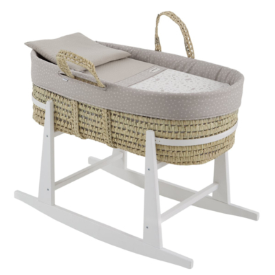 Moisés de palma con patas madera blanco Abete beige
