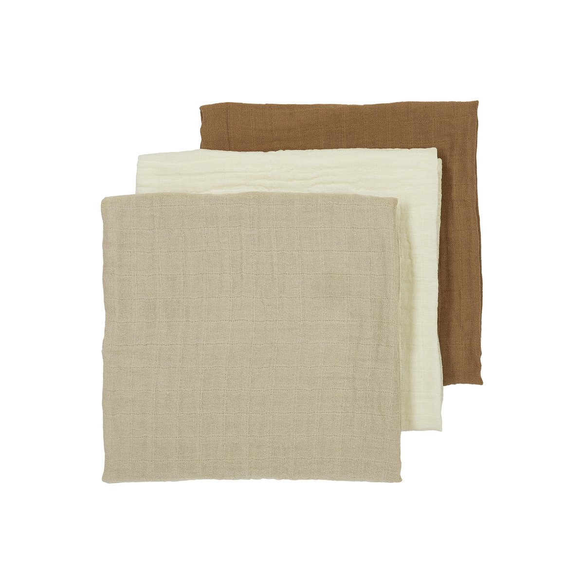 54817.jpg Pack de 3 muselinas 70x70cm Sand / Tofee / Off White - Imagen 1