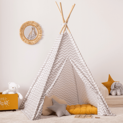 Casita tipi infantil gris plegable
