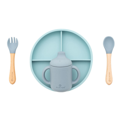Vajilla 4 Piezas de silicona azul