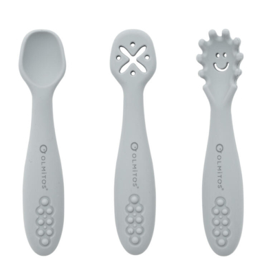 Set cubiertos de aprendizaje gris