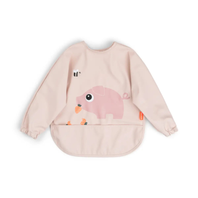 Babero con bolsillo y mangas Tiny Farm rosa
