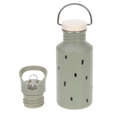 Botella de acero Happy prints verde oliva claro