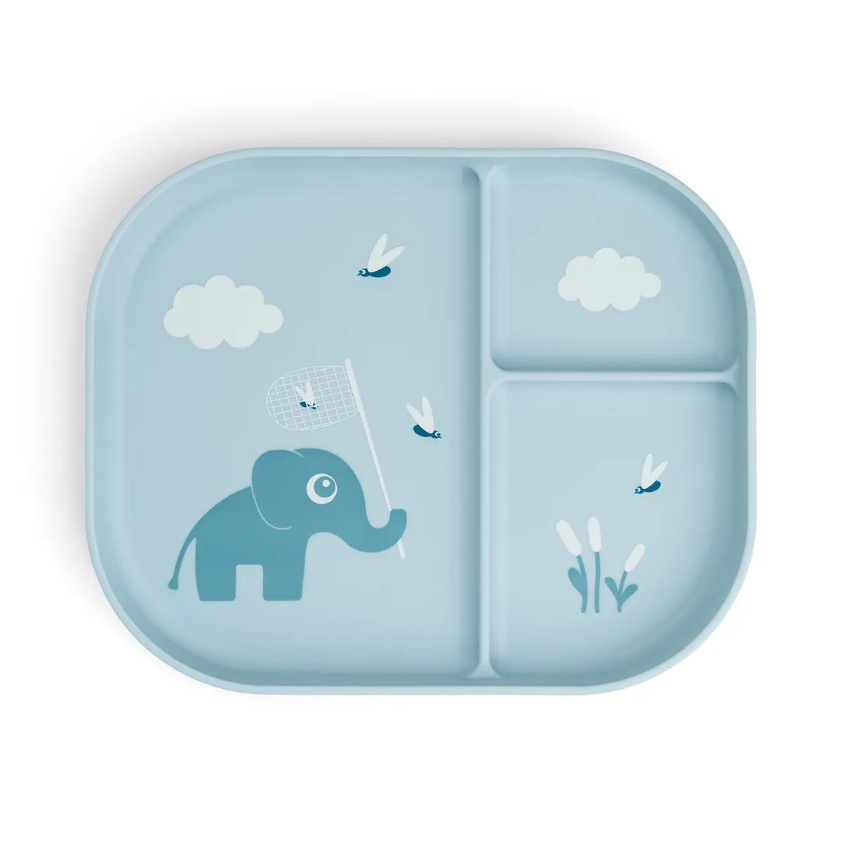 Foodie-compartment-plate-Elphee-Blue-Front-PS Plato infantil con compartimentos Elphee Azul - Imagen 1