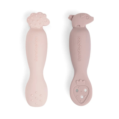 Set de 2 cucharas de aprendizaje Tiny Farm Rosa